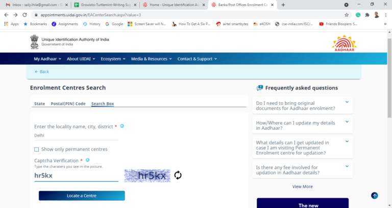 Enrolment Center Search